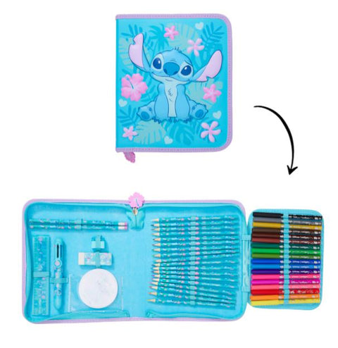 Smiggle Blue Stitch Stationery Set and Pencil Case