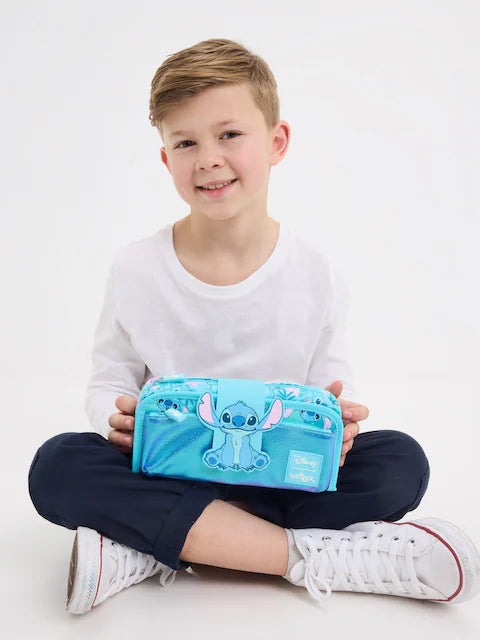 Smiggle Blue Stitch Junior Hoodie Backpack 38cm School Set