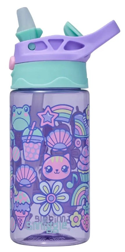 Smiggle Curious Lilac Junior Flip Plastic Drink Bottle 440ml