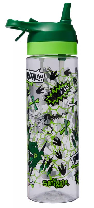 Smiggle Dinosaur Gush Flip Top Spritz Plastic Drink Bottle 700ml