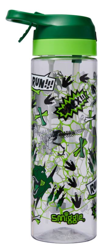 Smiggle Dinosaur Gush Flip Top Spritz Plastic Drink Bottle 700ml