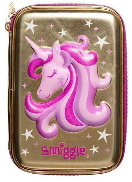 Smiggle Unicorn Gold Hardtop Pencil Case