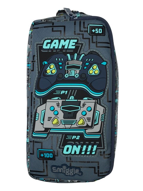 Smiggle Grey Game On Pocket Character Pencil Case