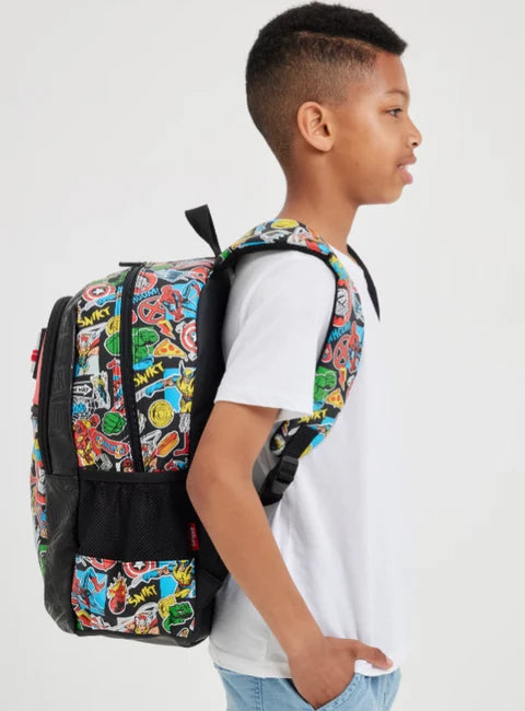 Smiggle Black Marvel Comics Classic Backpack 42cm School Set