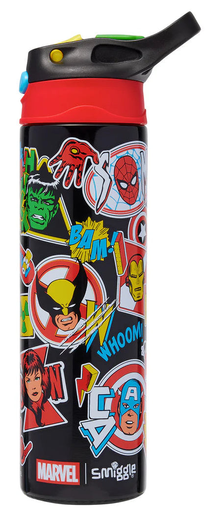 Smiggle Marvel Comics Plastic Flip Drink Bottle 650ml