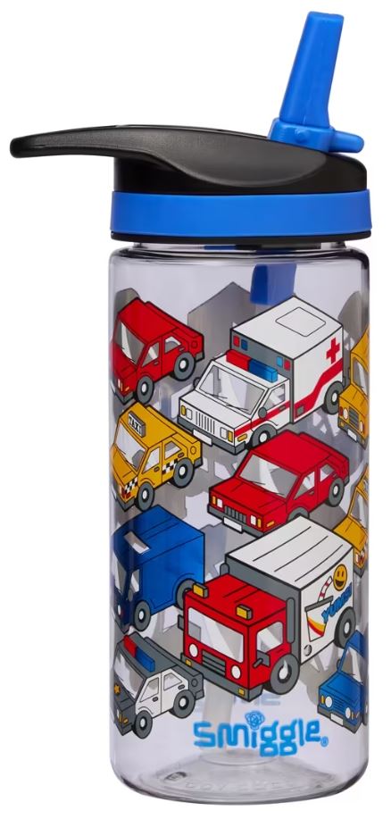 Smiggle Movin' Cars Junior Plastic Drink Bottle 440ml