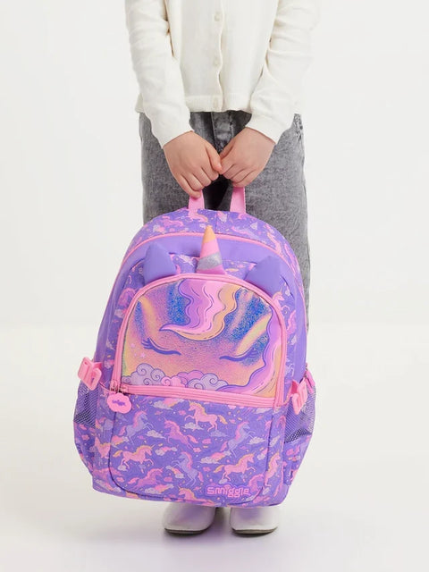 Smiggle Purple Eclipse Classic Attach Backpack 42cm School Set