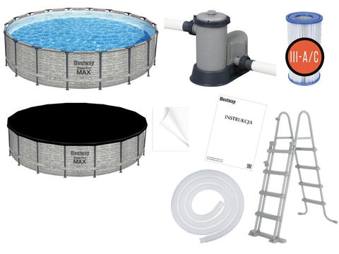 Steel Pro MAX Above Ground Stone Pool Set 549x122cm