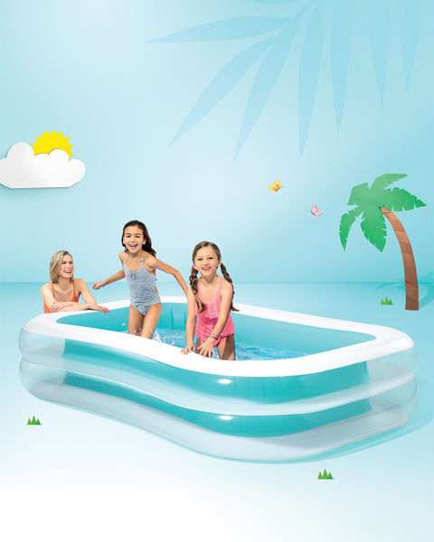 Swim Center Inflatable Family Pool Transparent Blue 262x175x56cm