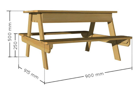 Table Pique-Nique + Bac à Sable  92x90x50cm