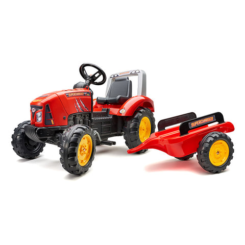 Falk Red Supercharger Pedal Tractor With Opening Bonnet and Trailer