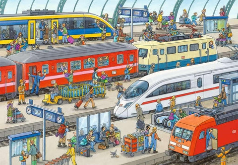 Busy Train Station Puzzle, 2x24 Pieces