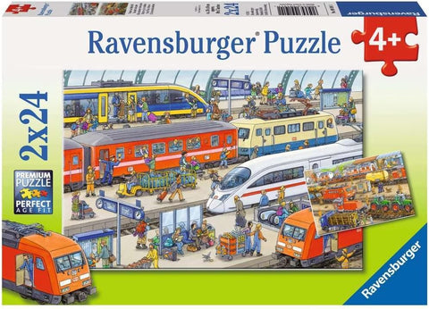 Busy Train Station Puzzle, 2x24 Pieces