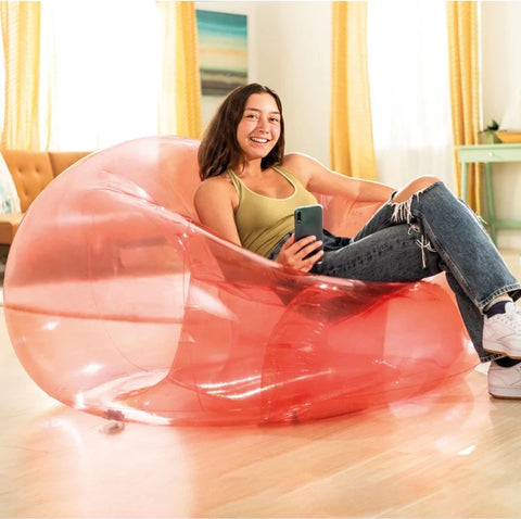 Transparent Beanless Bag Chair Pink 137x127x74cm