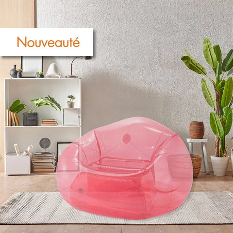 Transparent Beanless Bag Chair Pink 137x127x74cm