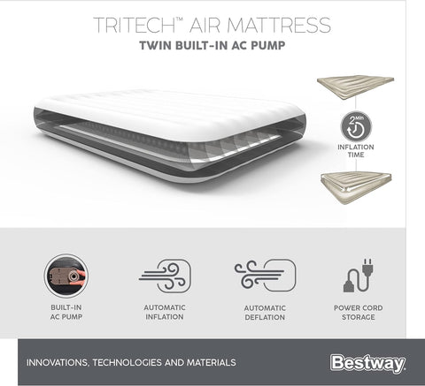 Tritech™ Twin Airbed With Built-in AC Pump 188x99x30cm