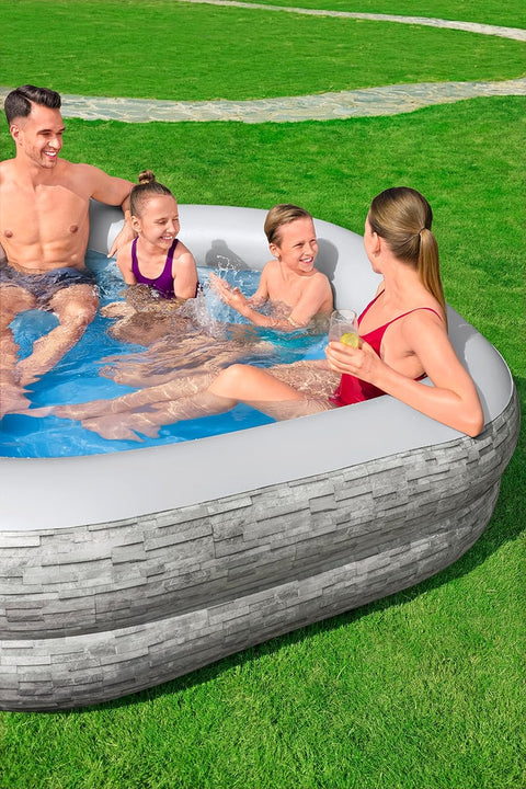 TruPrint™ Stone Inflatable Family Pool 213x206x53cm