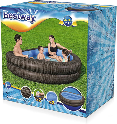 TruPrint™ Wicker Inflatable Family Pool 231x178x53cm