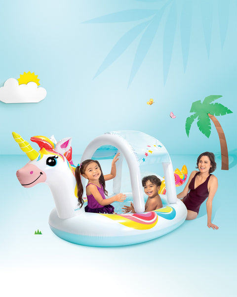 Unicorn Inflatable Spray Kiddie Pool 254x132x109cm