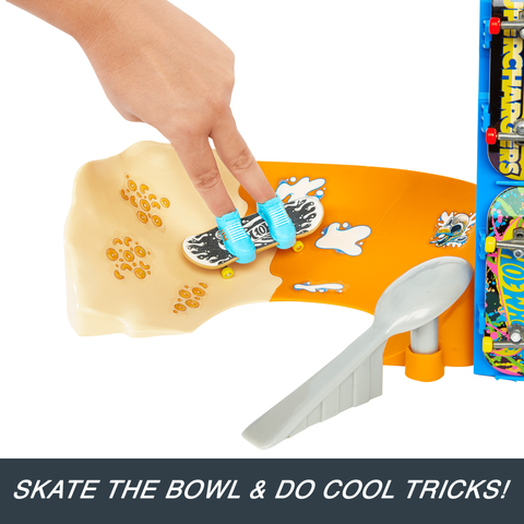 Hot Wheels Skate Tony Hawk Cereal Skate Bowl Fingerboard Set With 1 Exclusive Board & Pair Of Skate Shoes