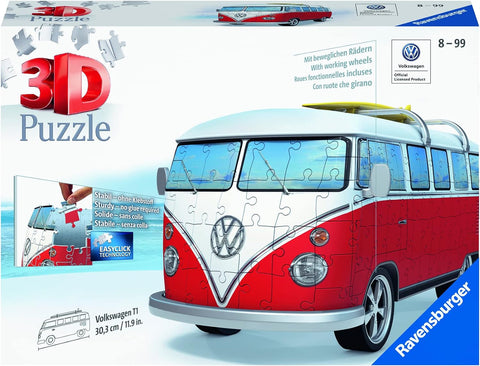 Vehicle VW T1 Camper Van 3D Puzzle, 162 Pieces