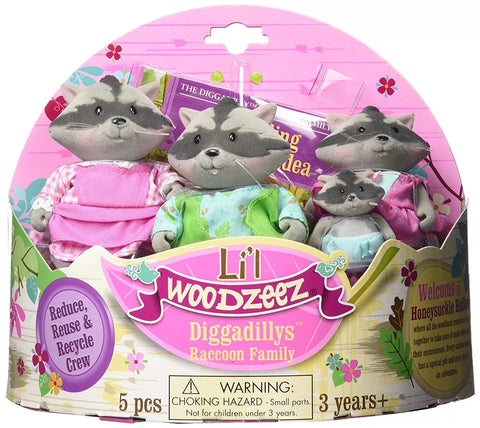 Li'l Woodzeez Diggadilly Raccoon Family