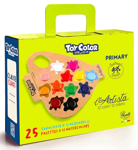 School Set With 25 Watercolours Eco Palettes of 12 tablets