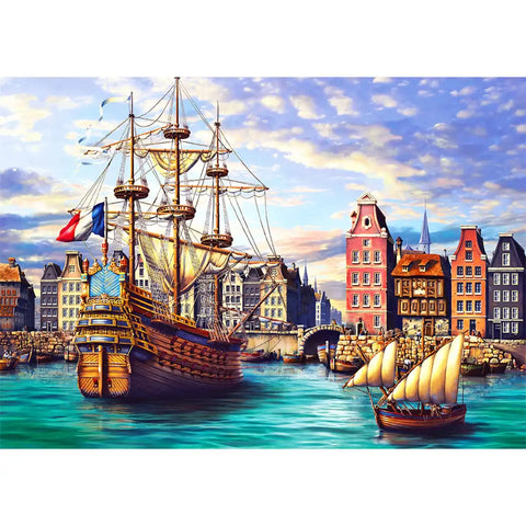 Wooden Puzzle: Old Ships in Harbour 505pcs