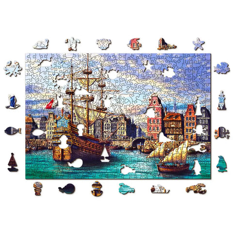 Wooden Puzzle: Old Ships in Harbour 505pcs