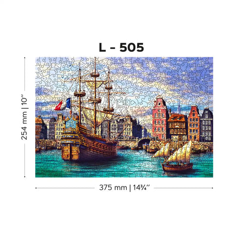 Wooden Puzzle: Old Ships in Harbour 505pcs