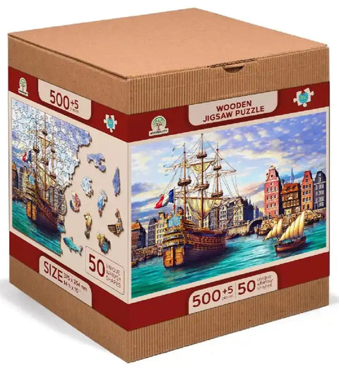 Wooden Puzzle: Old Ships in Harbour 505pcs