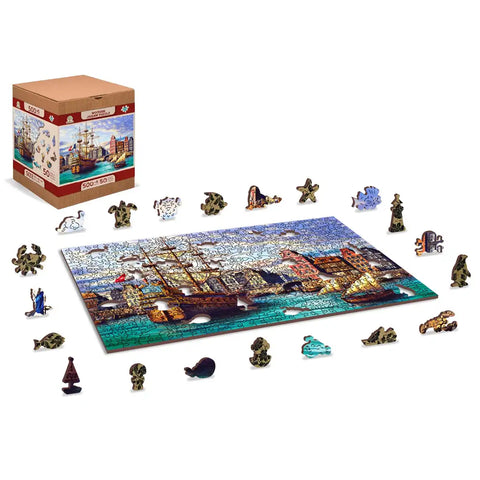 Wooden Puzzle: Old Ships in Harbour 505pcs