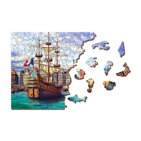 Wooden Puzzle: Old Ships in Harbour 505pcs