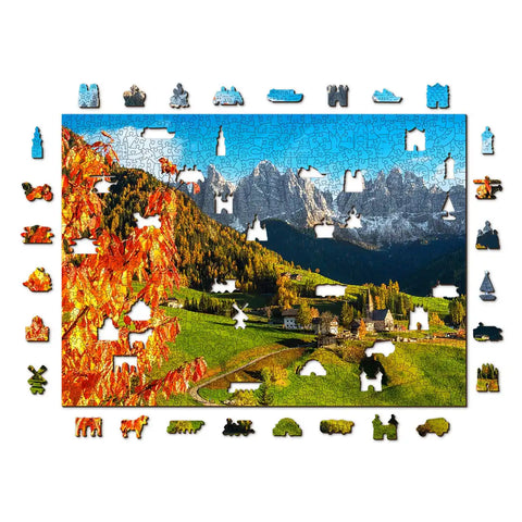 Wooden Puzzle: Sankt Magdalena, Dolomites, Italy 1010pcs