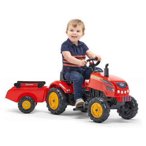 X-Tractor Pedal Tractor Red With Trailer