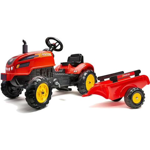 X-Tractor Pedal Tractor Red With Trailer