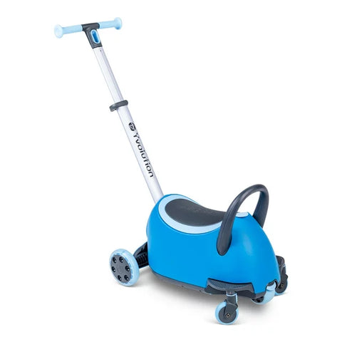 Y Glider Luna, Ride-On to Scooter with Storage Trunk, Blue 1-10 years