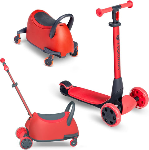 Y Glider Luna, Ride-On to Scooter with Storage Trunk, Red 1-10 years