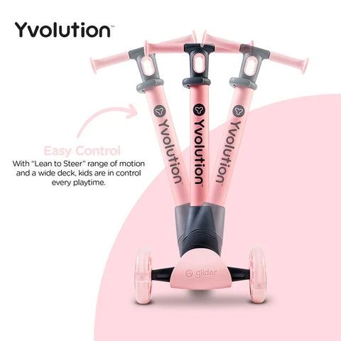 Y Glider NUA, 3-Wheel Foldable Scooter, Pink 3-10 years