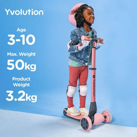 Y Glider NUA, 3-Wheel Foldable Scooter, Pink 3-10 years