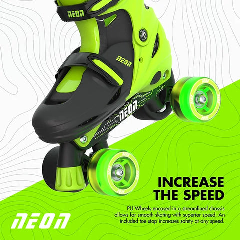 Yvolution Combo Skates 2N1 Green 34-37 UK Size