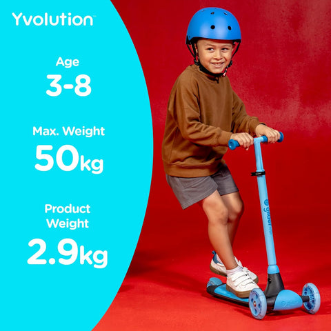 Yvolution Glider Kiwi Blue 3-Wheel Scooter 3-8 Years