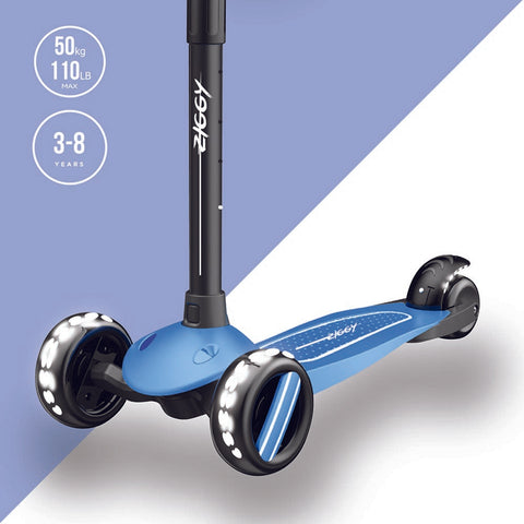 ZIGGY 3-Wheel Tilt Scooter With LED Lights, Blue