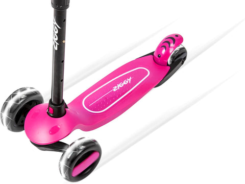 ZIGGY 3-Wheel Tilt Scooter With LED Lights, Pink