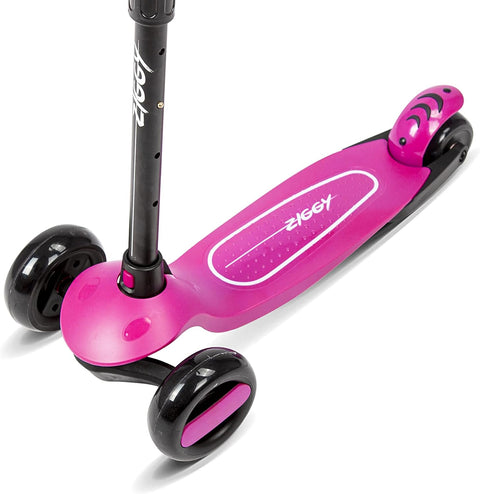 ZIGGY 3-Wheel Tilt Scooter With LED Lights, Pink