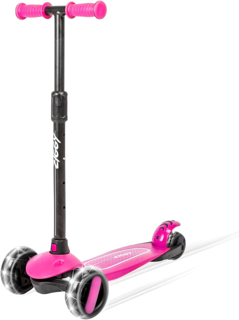 ZIGGY 3-Wheel Tilt Scooter With LED Lights, Pink