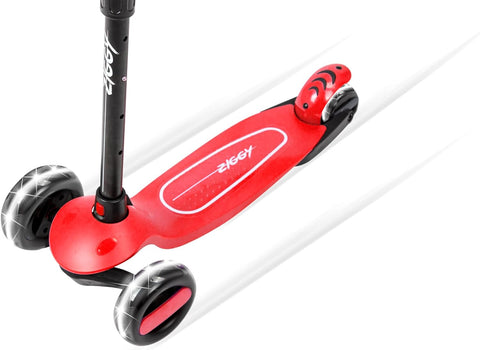 ZIGGY 3-Wheel Tilt Scooter With LED Lights, Red