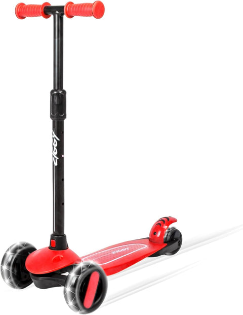 ZIGGY 3-Wheel Tilt Scooter With LED Lights, Red